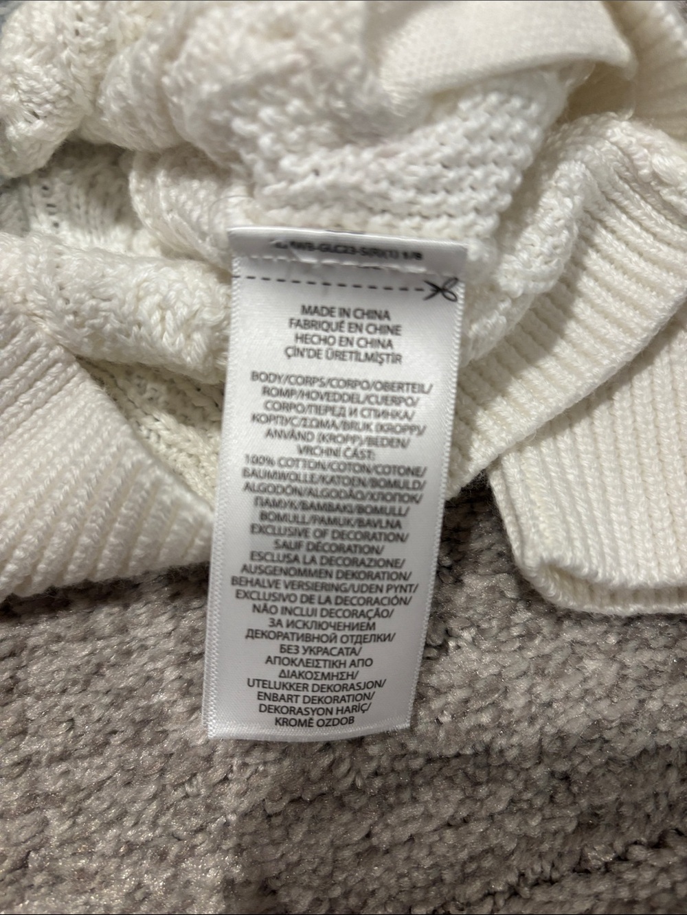Ralph Lauren Cream Cable-Knit Cardigan with Light Blue Trim size 12 m - Picture 4 of 4